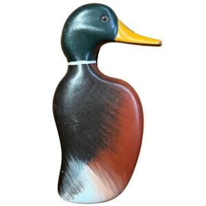 Vintage 80s Hand Painted Wooden Mallard Duck Door Knocker Woodshapes 1984